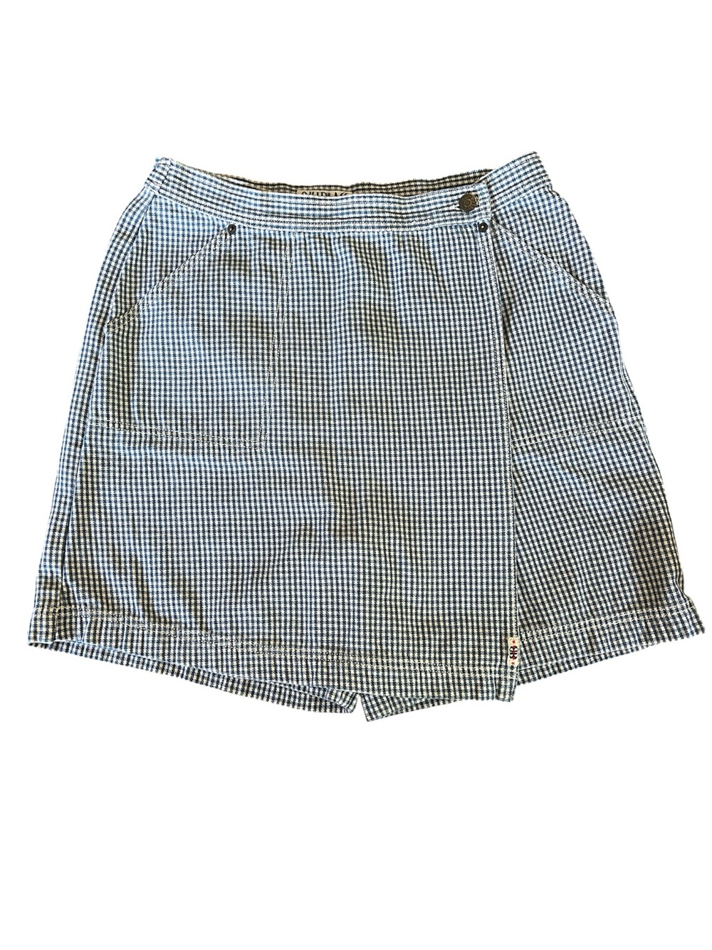 bill blass Vintage Blue & White Gingham Denim Skort with front pockets Size 14